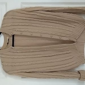 Junior House Knit beige cardigan, with pearl beads